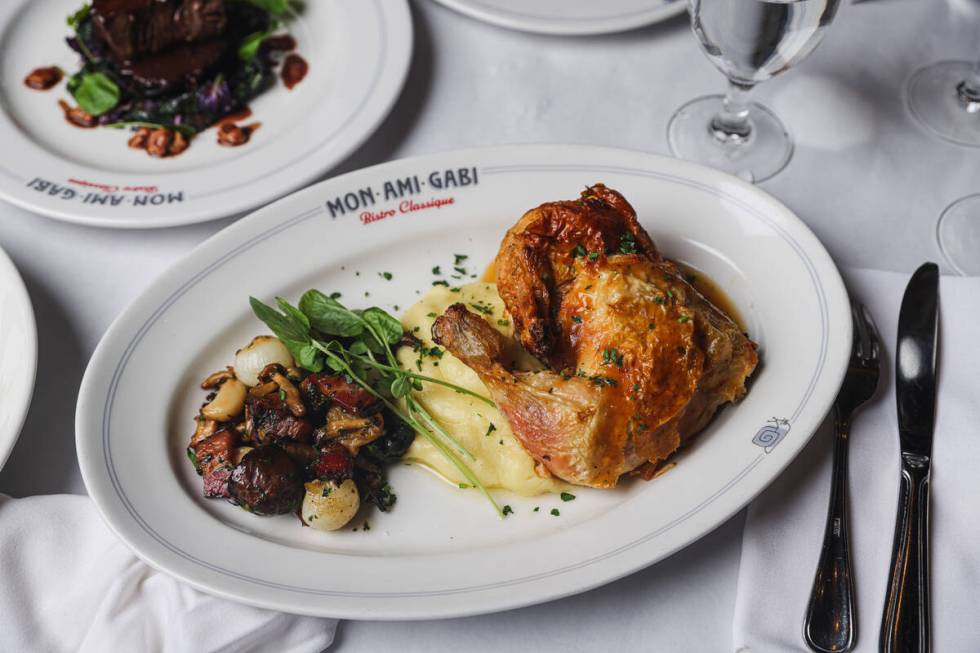 The roasted chicken a la grand-mère at Mon Ami Gabi at Paris Las Vegas hotel-casino in Las ...