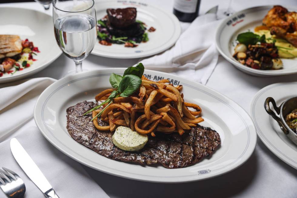 The steak frites classique at Mon Ami Gabi at Paris Las Vegas hotel-casino in Las Vegas, Tuesda ...