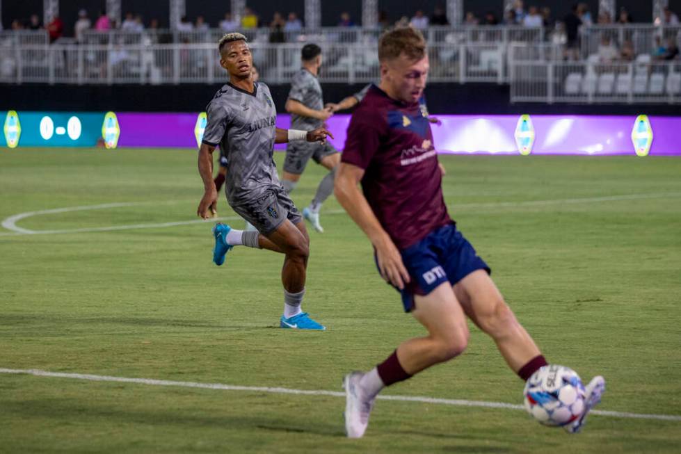 Las Vegas Lights FC defender Maliek Howell (24) watches the ball during a USL Championship socc ...