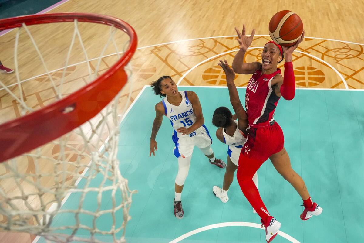 United States' A'ja Wilson (9) shoots for a basket during a women's gold medal basketball game ...