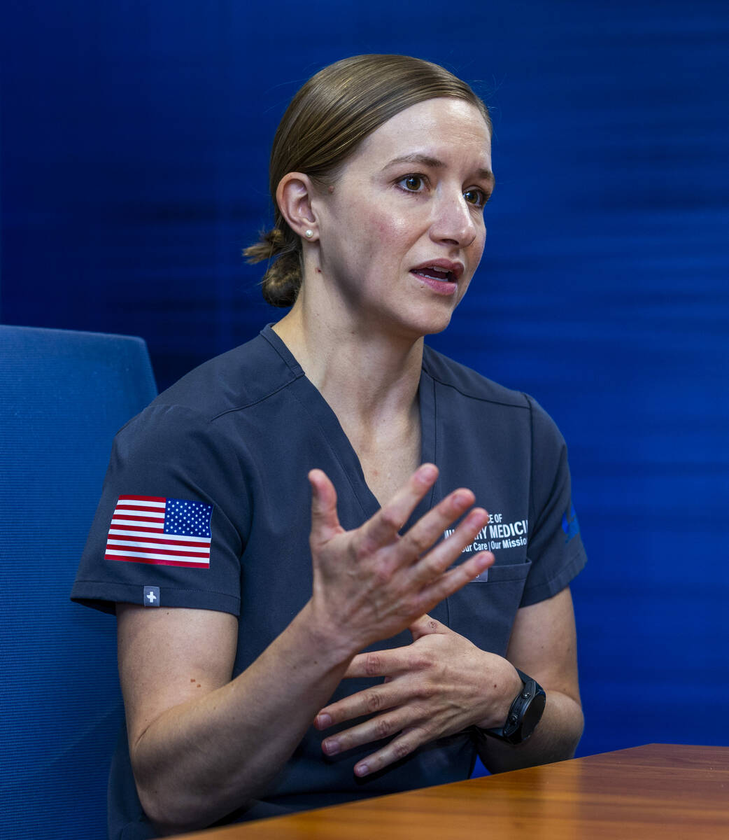 Maj. Anna Prendergast talks on her role as an ICU nurse instructor during an interview with UMC ...