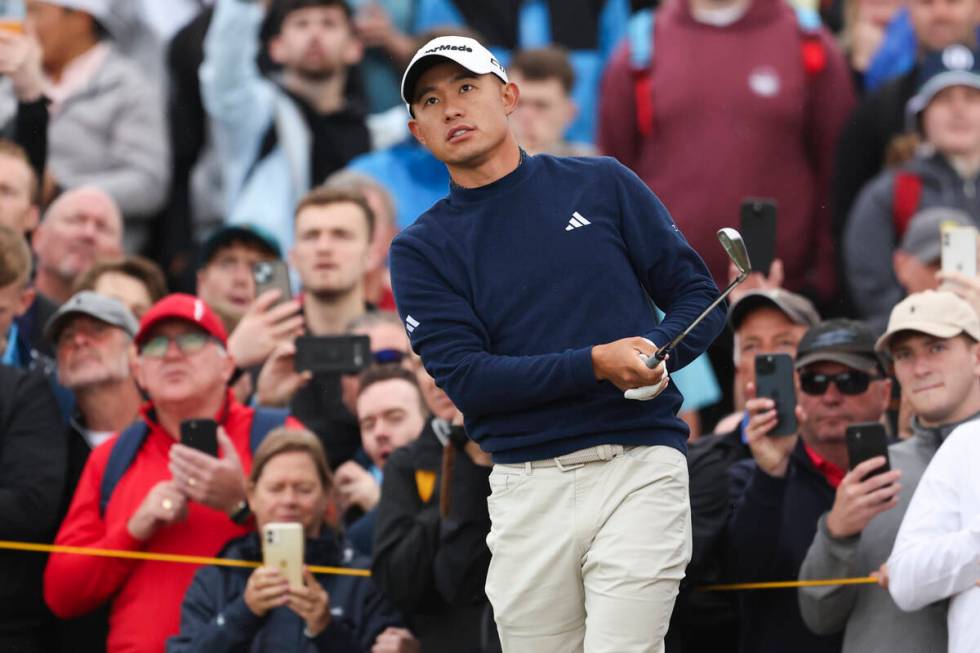 Collin Morikawa of the United States plays his second shot on the fourth hole during his second ...