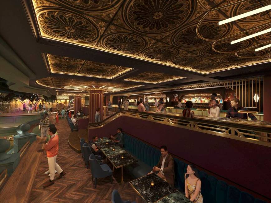 A rendering of the bar area of Swingers Las Vegas Crazy Golf Club that will open Nov. 8, 2024, ...