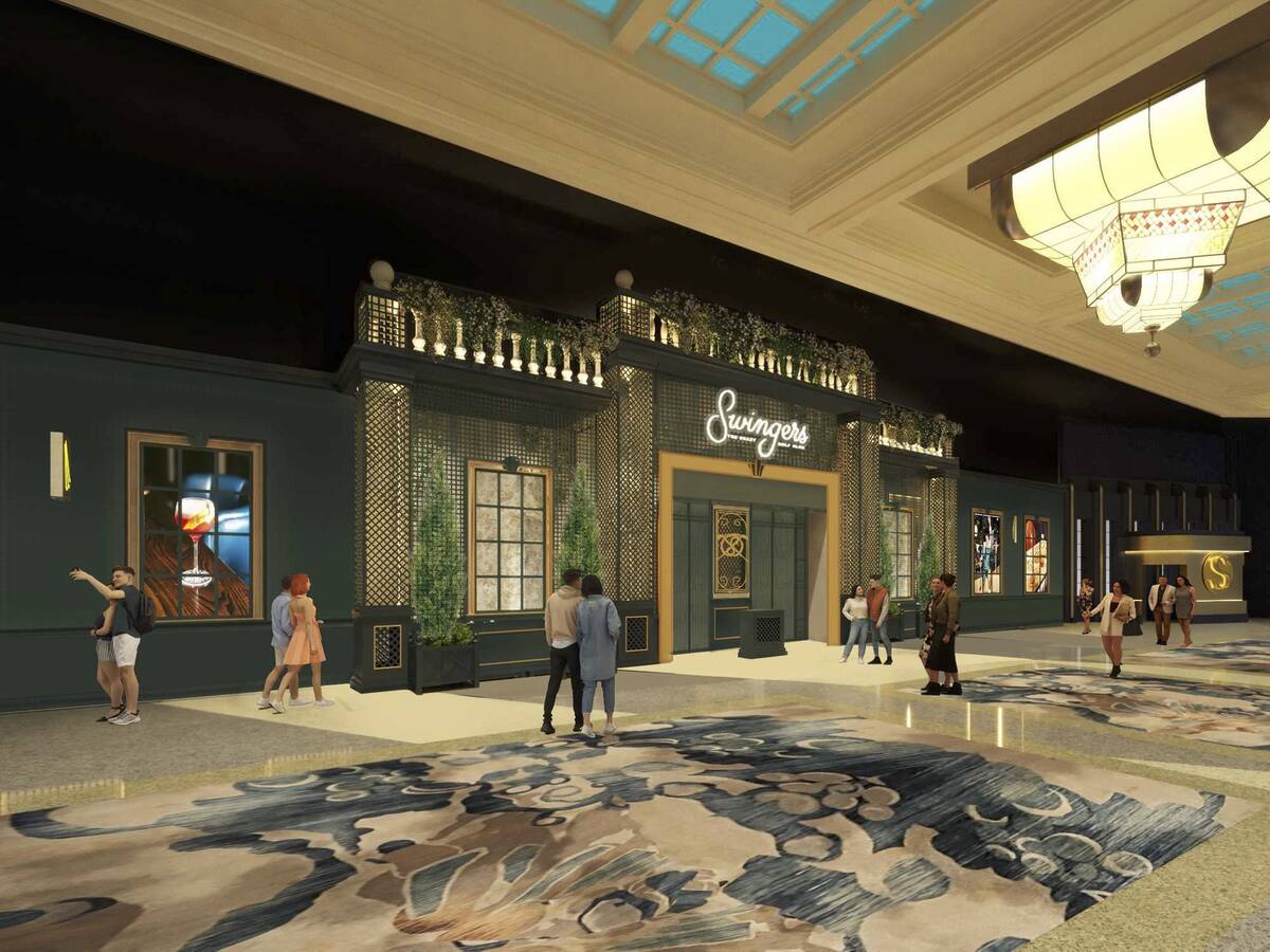 A rendering of the exterior of Swingers Las Vegas Crazy Golf Club that will open Nov. 8, 2024, ...