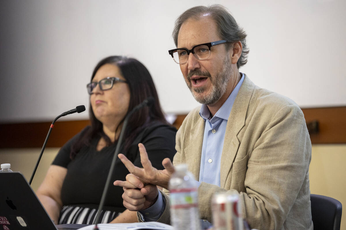 Cannabis attorney Bob Hoban, right, speaks during the Cannabis Policy Institute’s Cannab ...