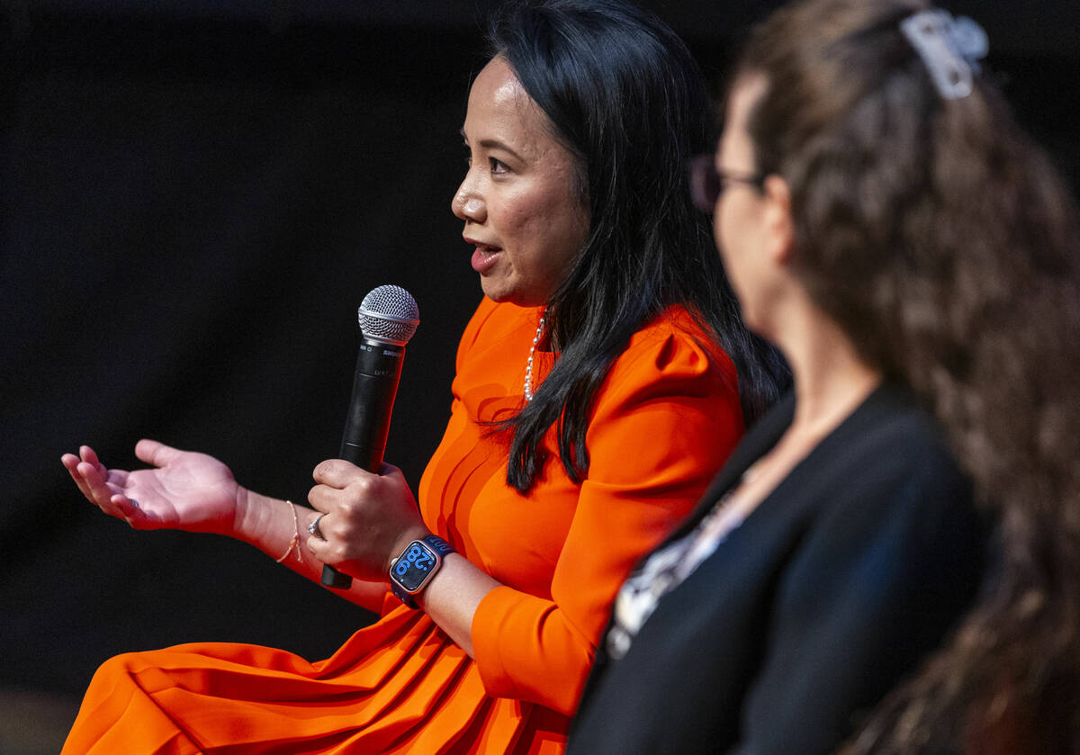 Bureau of Reclamation Commissioner Camille Calimlim Touton, center, speaks during the second an ...