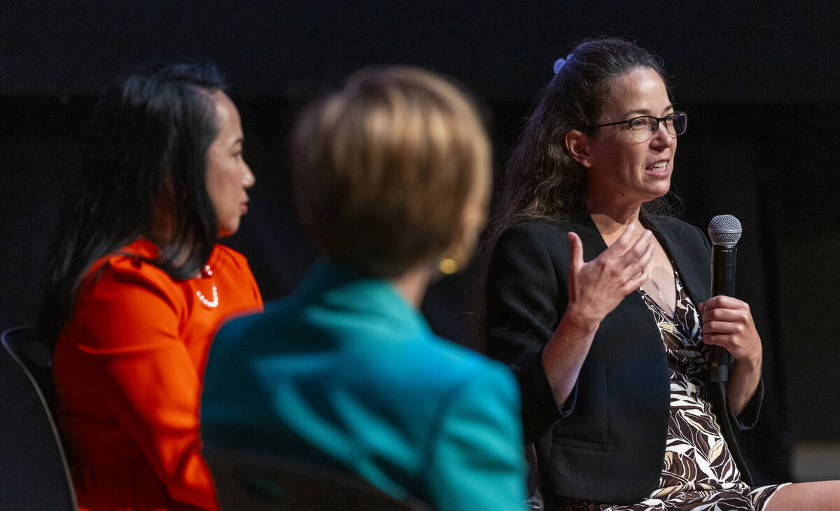 (From right) Southern Nevada Water Authority Deputy General Manager Colby Pellegrino speaks dur ...