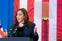 Vice President Kamala Harris speaks. (AP Photo/Manuel Balce Ceneta)