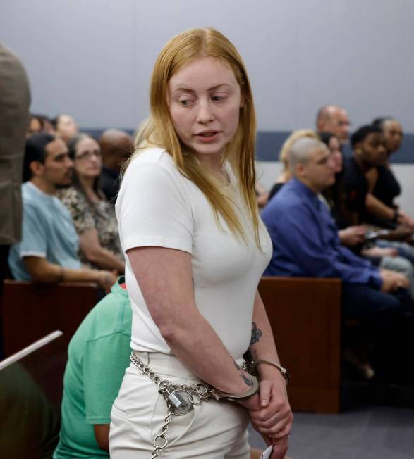 Skylar Bailey appears in court at the Regional Justice Center, on Tuesday, Aug. 13, 2024, in La ...