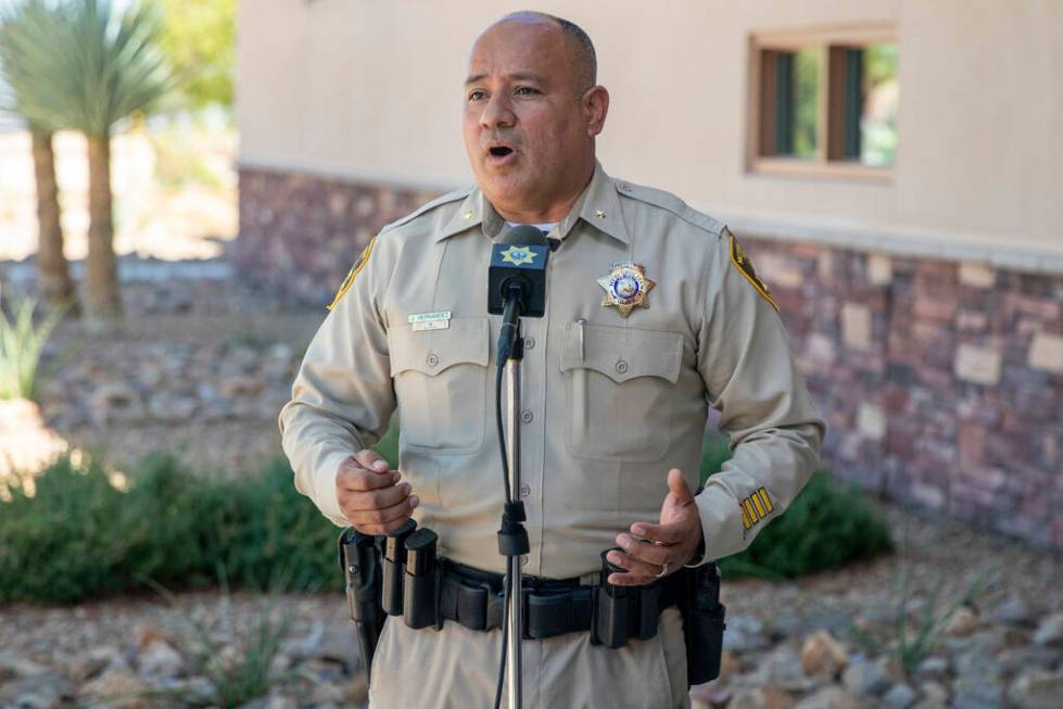 Deputy Chief Jose Hernandez speaks during a press conference at the Las Vegas Metropolitan Poli ...