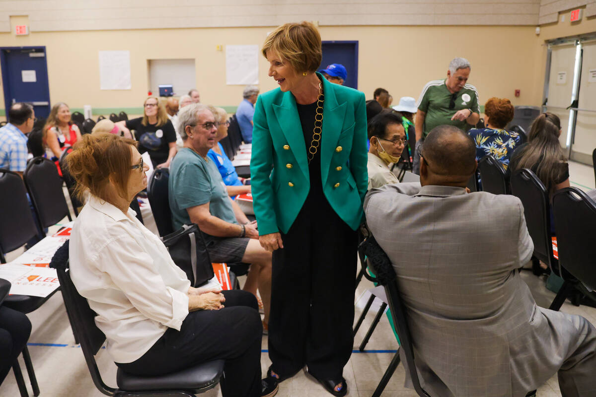 Rep. Susie Lee, D-Nev., speaks to supporters before a small rally hosted by Lee and End Citizen ...