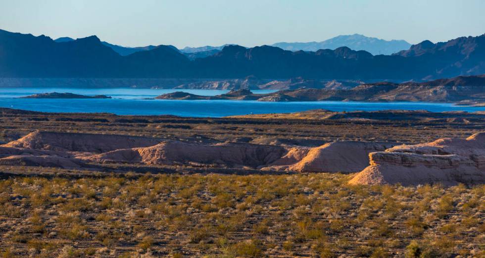 Sunrise on Lake Mead near the Government Wash entrance within the Lake Mead National Recreation ...