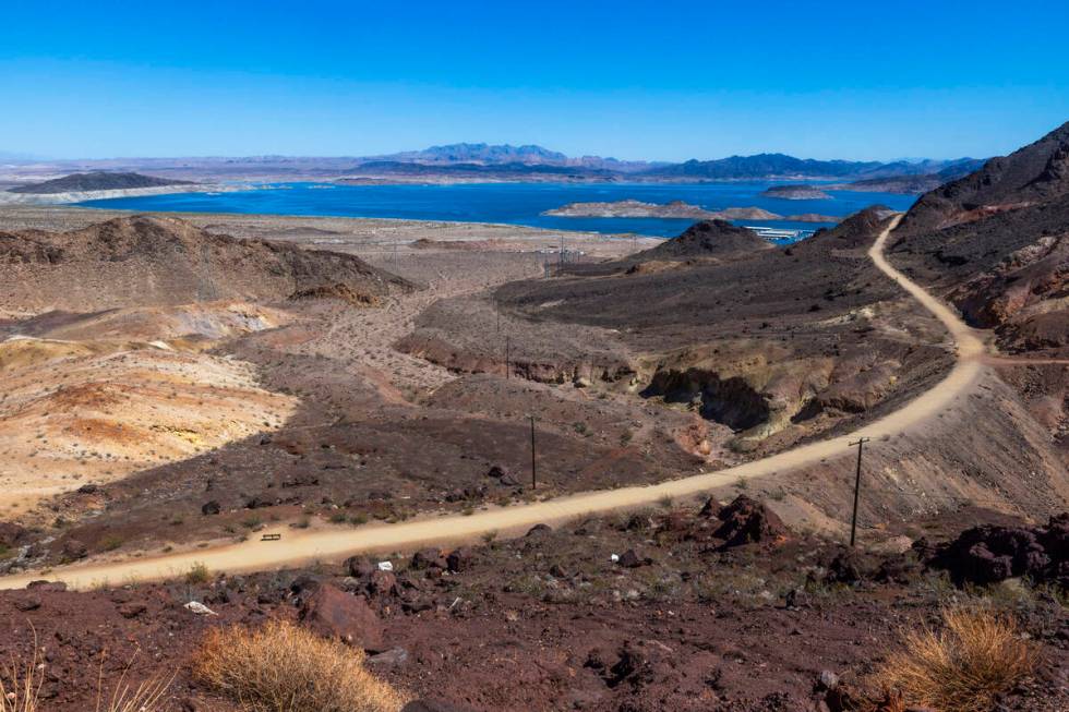 The Historic Railroad Trail and Lake Mead in view from the Hoover Dam Lodge Trailhead as new pr ...