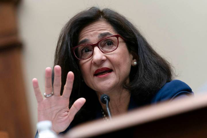 FILE - Columbia University President Nemat (Minouche) Shafik testifies before the House Committ ...