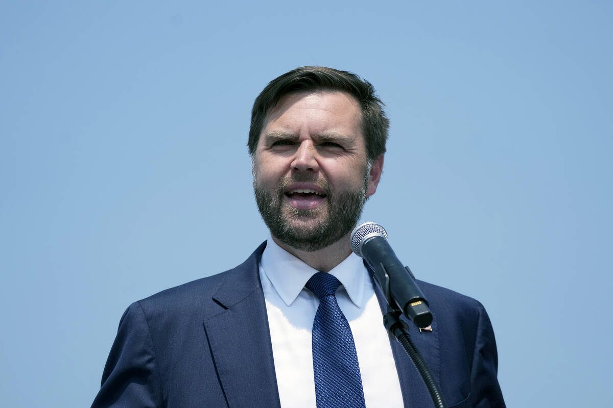 Republican vice presidential nominee Sen. JD Vance, R-Ohio, speaks at a campaign event, Wednesd ...