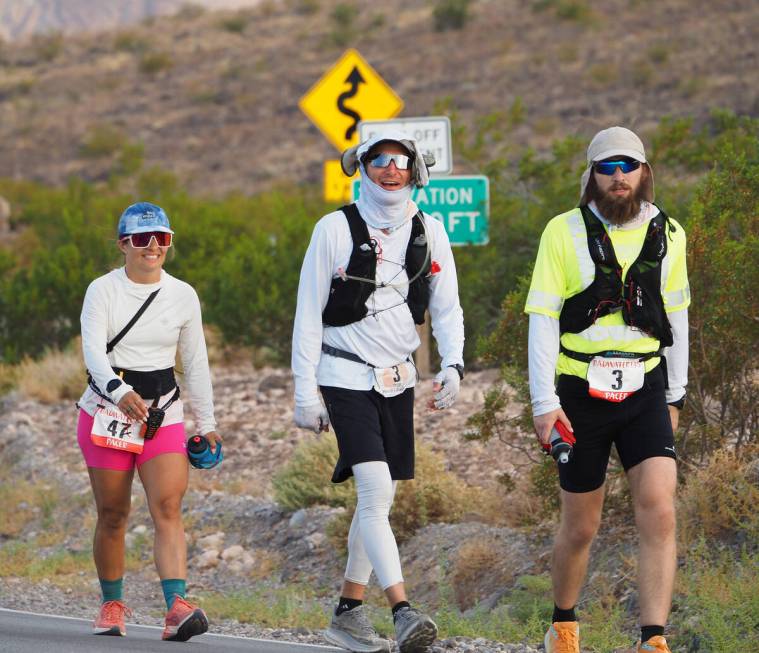 Boulder City’s Tyler Nash, center, finished the Badwater 135 in 39 hours, nine hours longer t ...