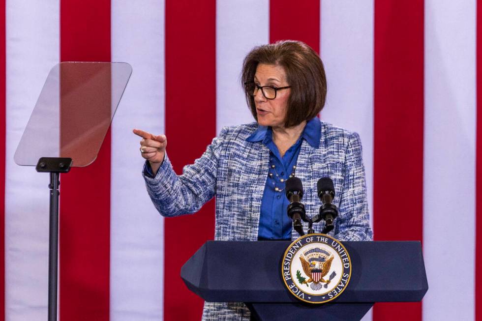 Senator Catherine Cortez Masto (D-NV) speaks during a Vice President Kamala Harris rally at Moj ...