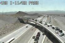 Traffic is snarled on Interstate 11 and Boulder City Parkway as of 1:20 p.m. Friday, Aug.16, 20 ...