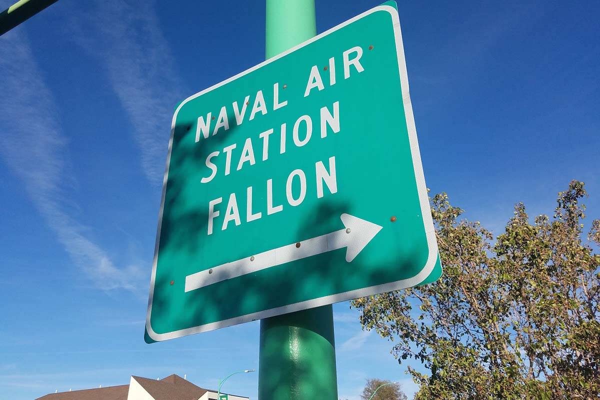 A sign points to Fallon Naval Air Station in Nevada. (Las Vegas Review-Journal)