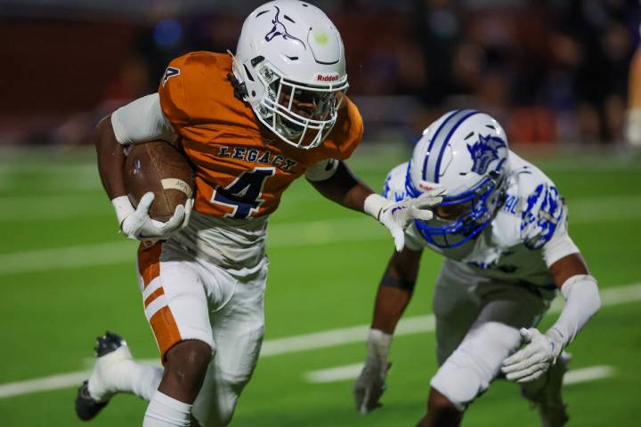 Legacy cornerback/wide receiver Jayden Bridgewater (4) runs the ball during a football game bet ...