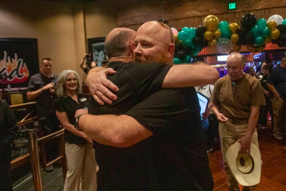 Boulder Station staff members greet one another during the casino’s month-long 30th anni ...