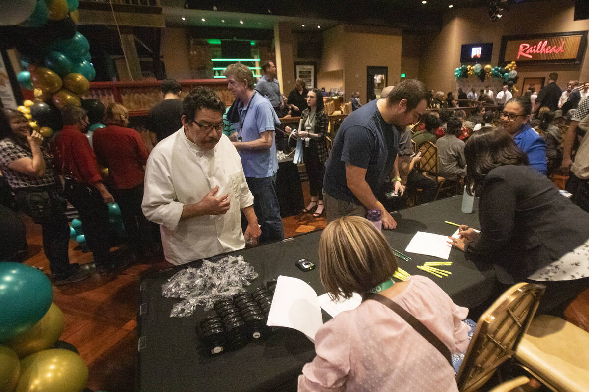 Boulder Station staff members are checked-in during the casino’s month-long 30th anniver ...