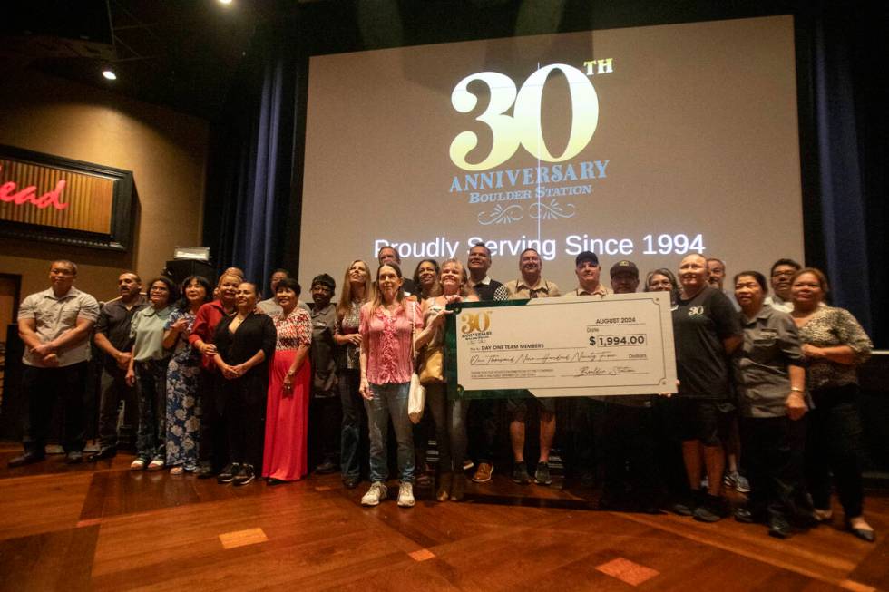 Boulder Station’s 39 day-one team members pose for a group photograph after they each re ...