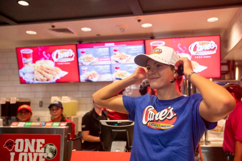 Olympic medalist Katie Grimes adorns a headset during a promotional homecoming “shift&#x ...