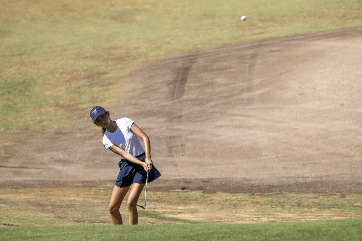 Coronado’s Grace Oh competes during the 5A Desert League girls golf match at The Revere ...