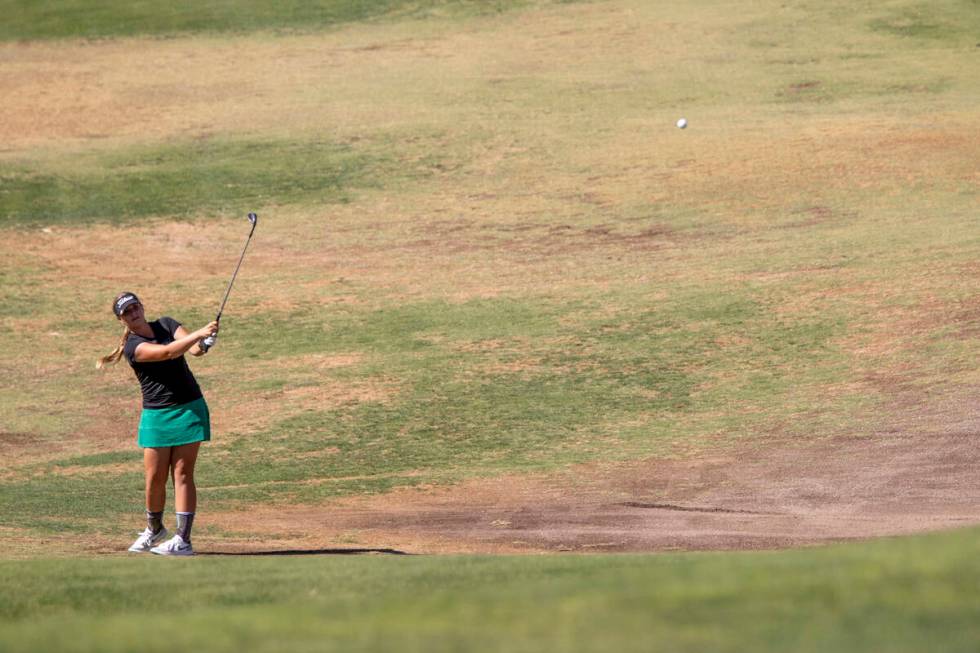 Palo Verde’s Sage Parry competes during the 5A Desert League girls golf match at The Rev ...