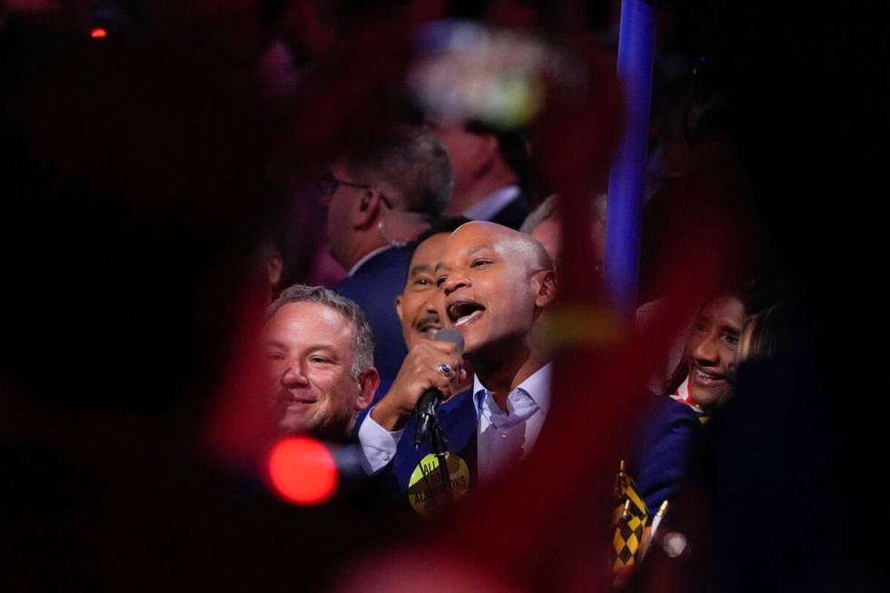 Maryland Gov. Wes Moore speaks during roll call of the state at the Democratic National Convent ...