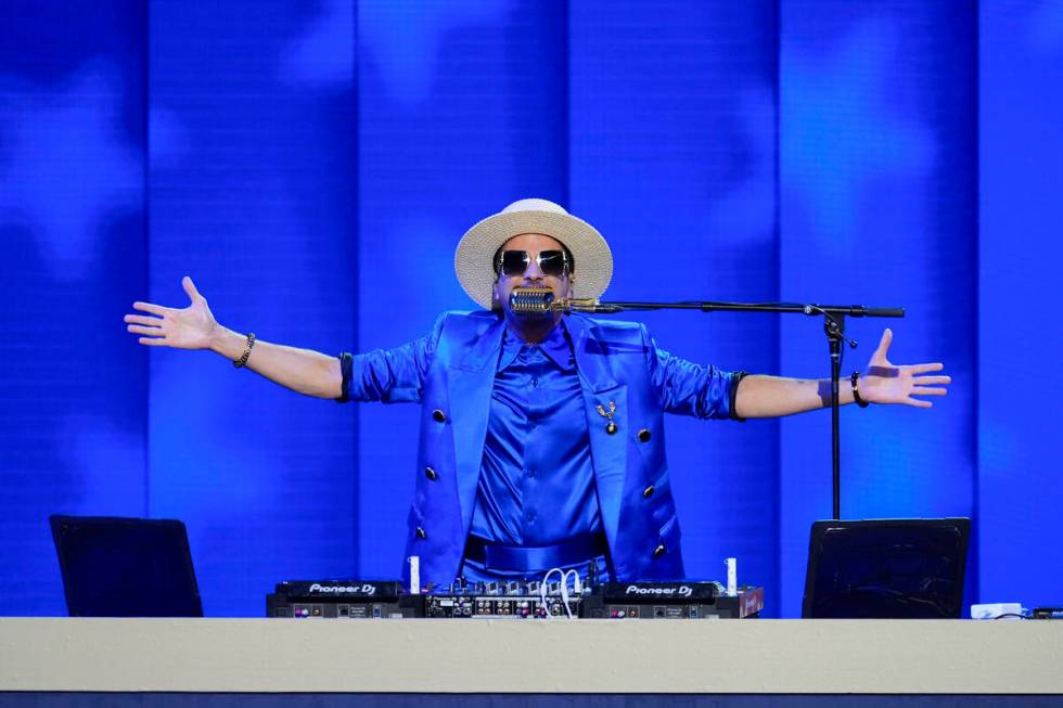 DJ Cassidy speaks during Roll Call at the Democratic National Convention Tuesday, Aug. 20, 2024 ...