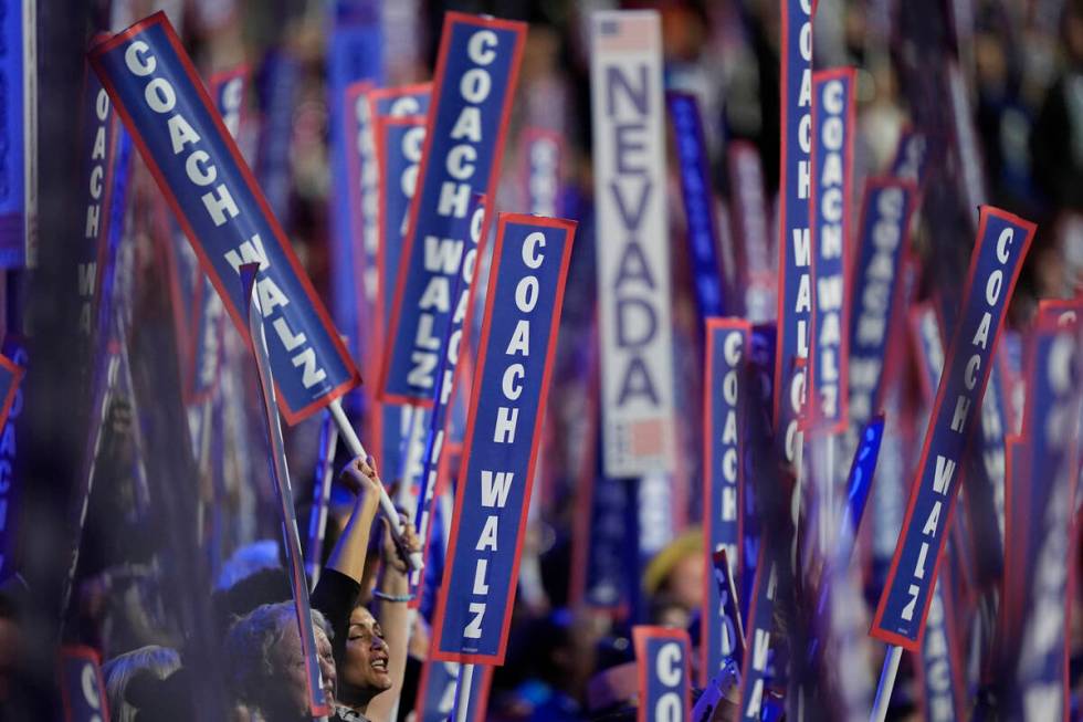 Democratic vice presidential nominee Minnesota Gov. Tim Walz speaks during the Democratic Natio ...