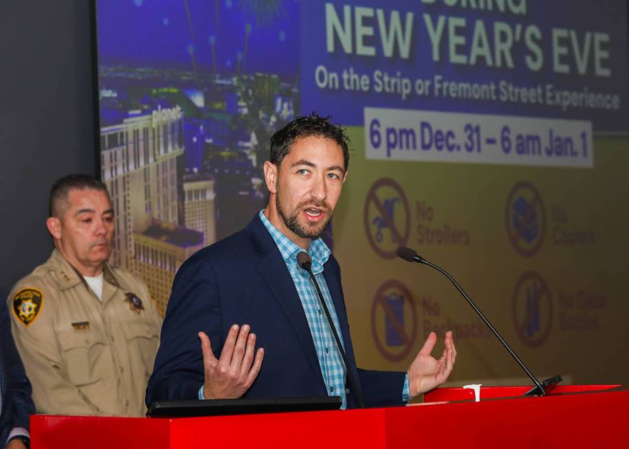 Clark County Commissioner Michael Naft speaks during a press conference on Dec. 28, 2023, in La ...