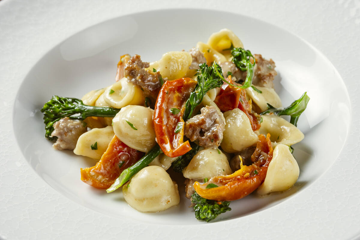 Orecchiette with sausage and vegetables from Ciao Vino Ristorante in Boca Park, Las Vegas. (HUK ...