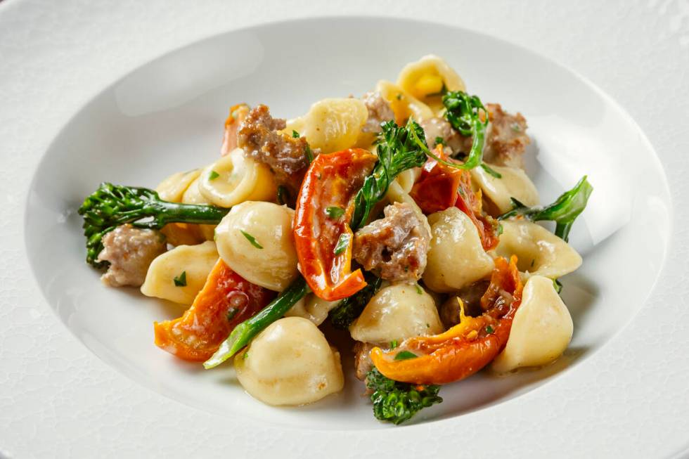 Orecchiette with sausage and vegetables from Ciao Vino Ristorante in Boca Park, Las Vegas. (HUK ...