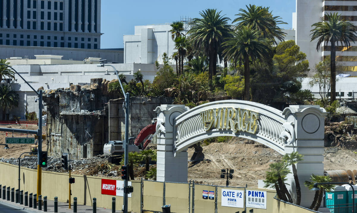 The main entrance remains as the volcano area is deconstructed while demolition continues at th ...