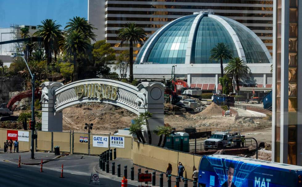 The main entrance remains as the volcano area is deconstructed while demolition continues at th ...