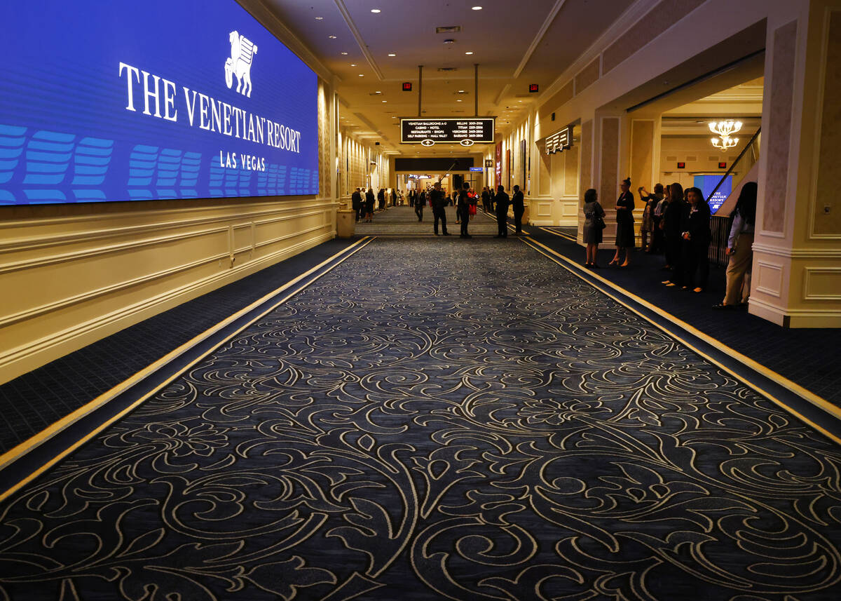 Guests arrive to attend the opening of the Venetian Resort Las Vegas new conference center, whi ...