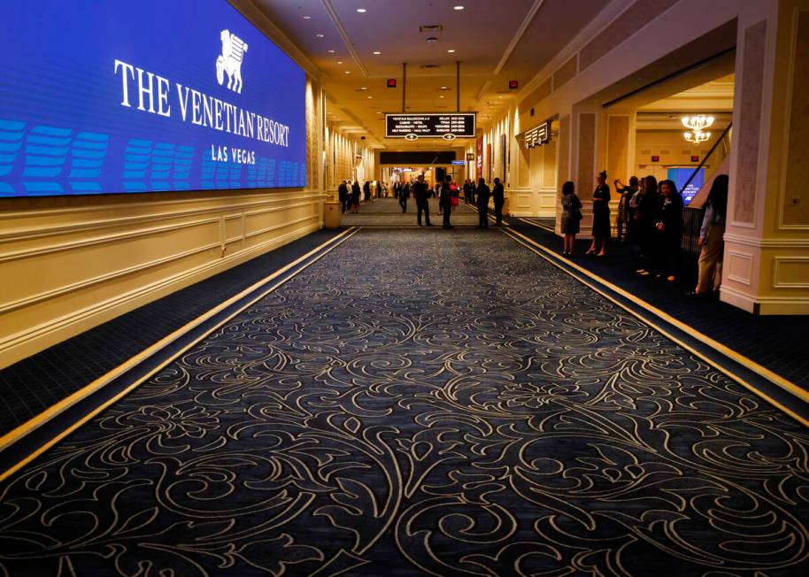 Guests arrive to attend the opening of the Venetian Resort Las Vegas new conference center, whi ...