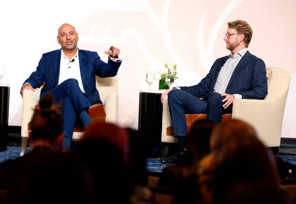 Tony Yousfi, left, chief sales officer of the Venetian Resort Las Vegas, speaks as Patrick Nich ...