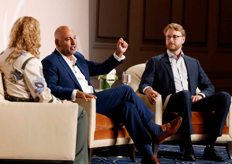 Tony Yousfi, left, chief sales officer of the Venetian Resort Las Vegas, speaks as Patrick Nich ...