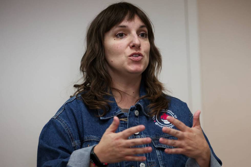 Co-executive director at The Cupcake Girls Amy-Marie Merrell speaks during a memorial for Laris ...