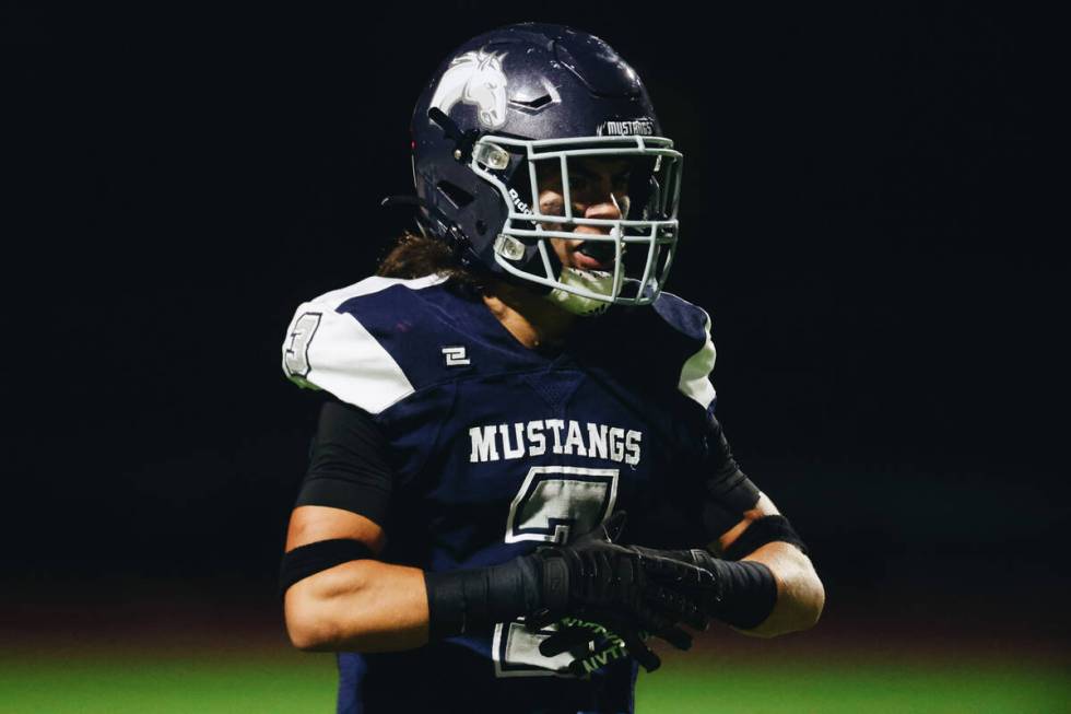 Shadow Ridge's Ula Cox (3) readies himself on the field during a game against Arbor View at Sha ...