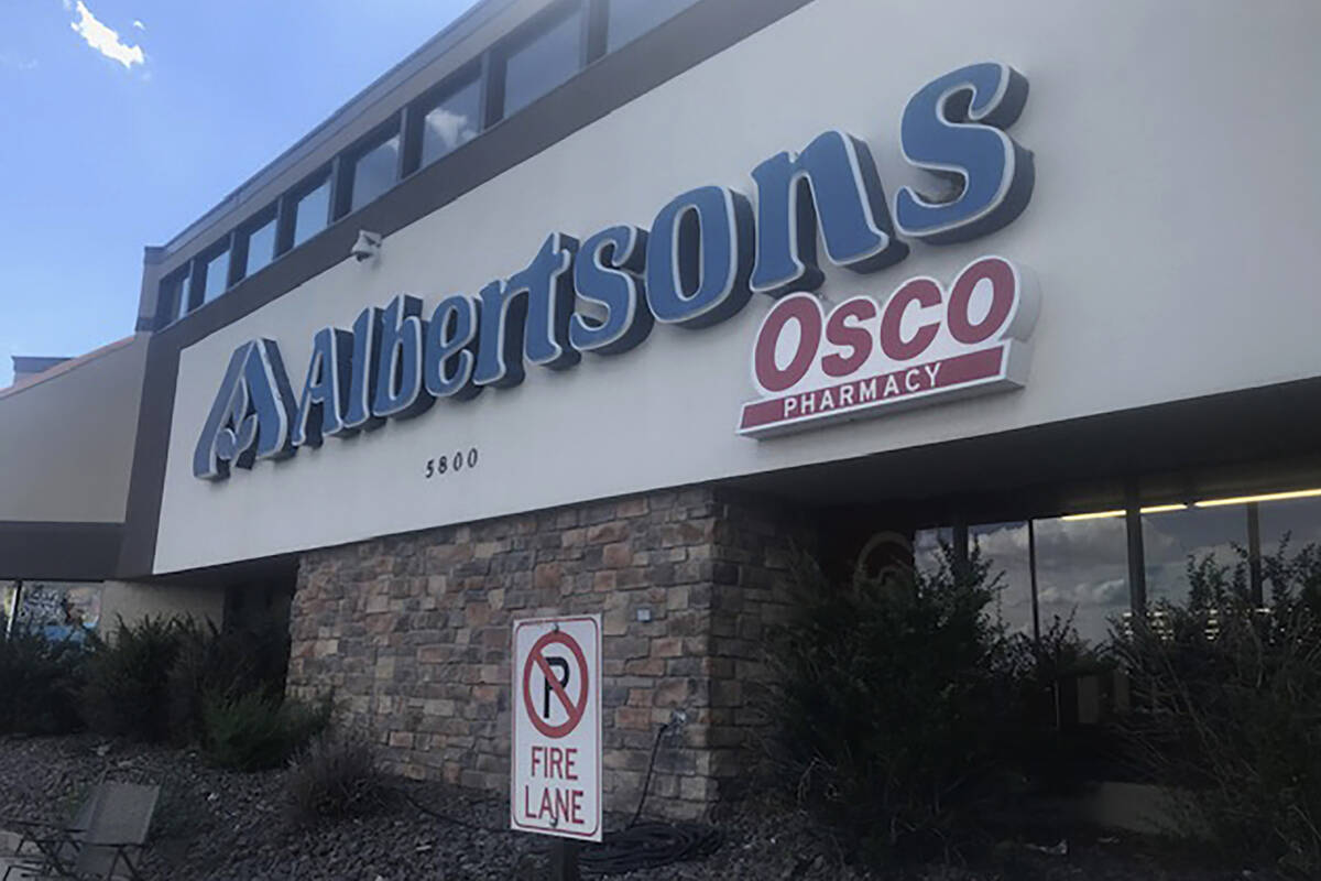 The entrance to an Albertson's grocery store is shown on Saturday, Aug. 24, 2024, in Cheyenne, ...