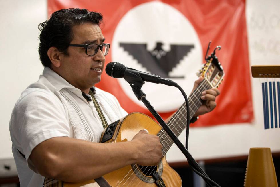 Members of Groupo Bohemio perform during the unveiling of the bust sculpture of American civil ...