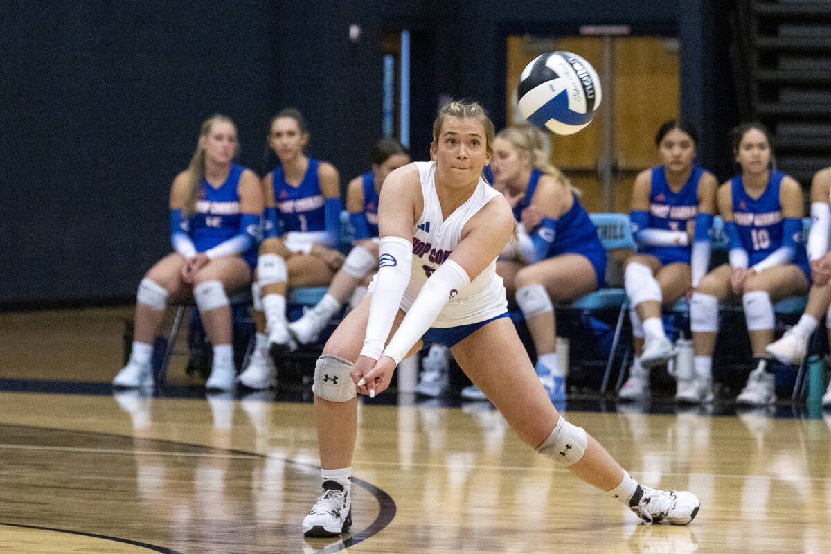 Bishop Gorman junior Hadley Trainor (6) competes during the volleyball match against Foothill a ...