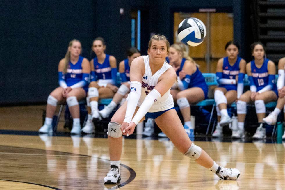 Bishop Gorman junior Hadley Trainor (6) competes during the volleyball match against Foothill a ...