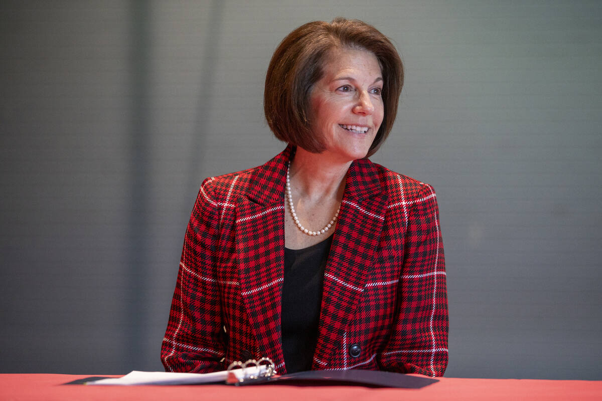 U.S. Sen. Catherine Cortez Masto, D-Nev., listens to different speakers during a roundtable dis ...