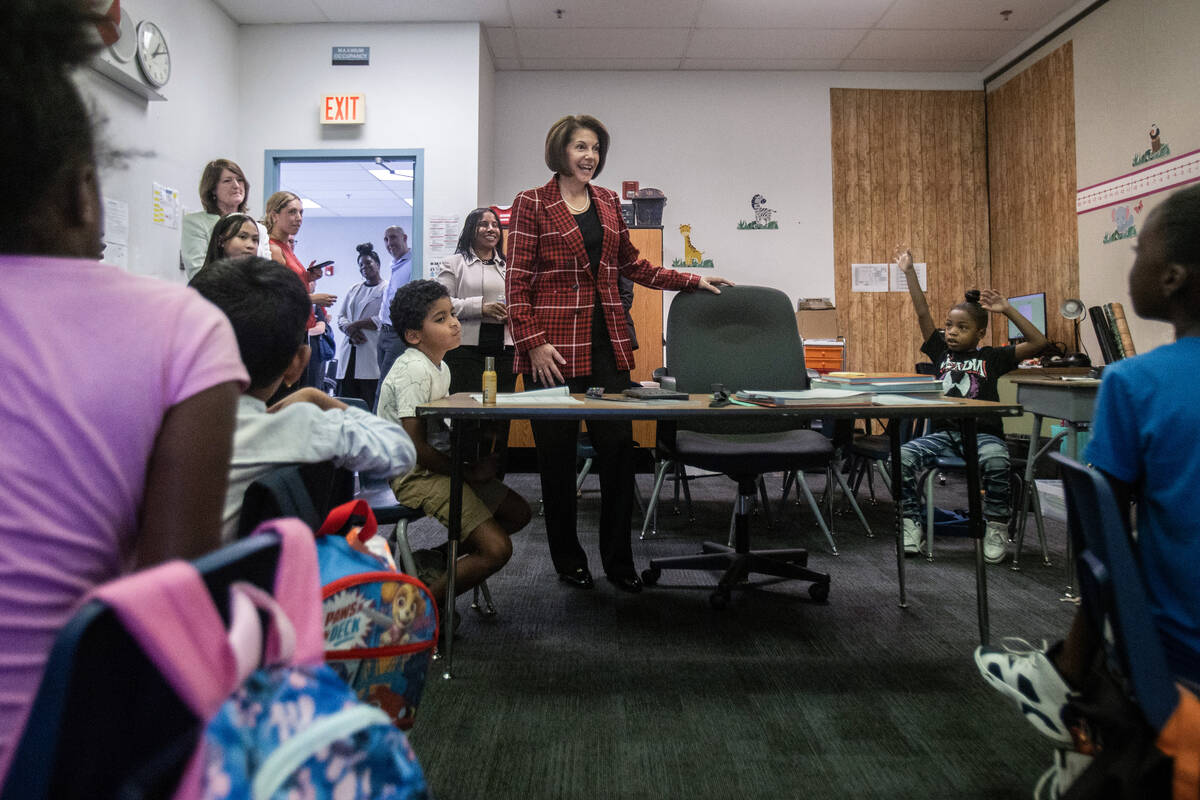 U.S. Sen. Catherine Cortez Masto, D-Nev., visits with the students of Alex Najarro’s cla ...